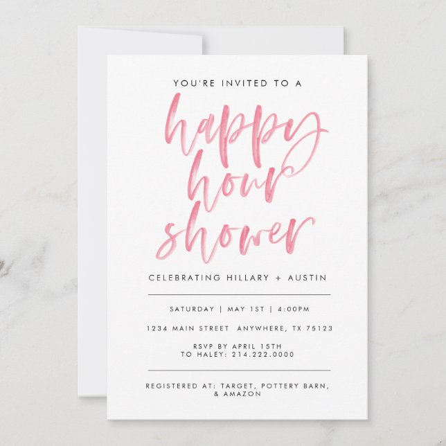 INVITACIÓN HAPPY HOUR BRIDAL SHOWER - CORAL (Anverso)