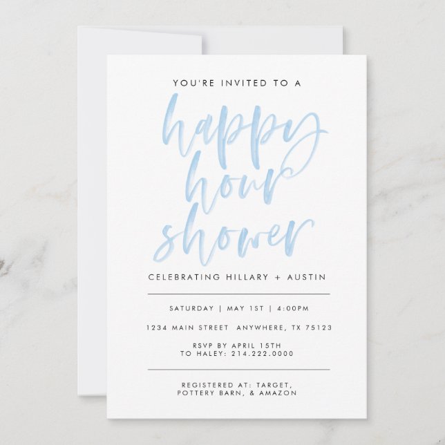 INVITACIÓN HAPPY HOUR BRIDAL SHOWER - LT BLUE (Anverso)