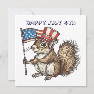 Invitación Happy July 4th squirrel