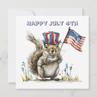 Invitación Happy July 4th squirrel