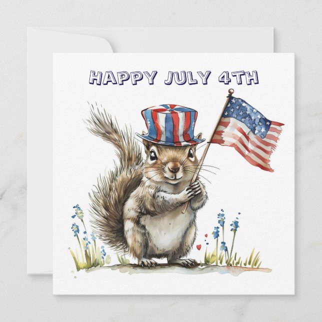 Invitación Happy July 4th squirrel (Anverso)