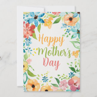 Invitación Happy Mother's Day Colorful Watercolors Flowers