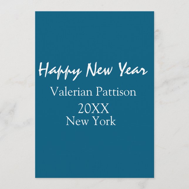 Invitación Happy new year blue name place year boho simple  (Anverso)