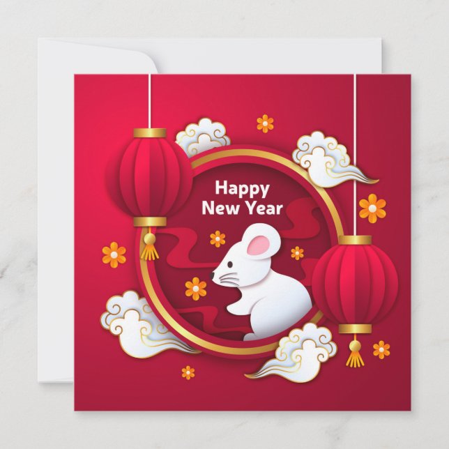 Invitación Happy New Year - Year of the Rat (Anverso)