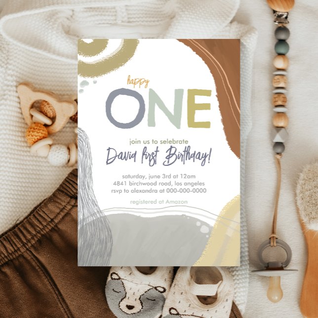 Invitación Happy One First Birthday boy Invitation (Subido por el creador)