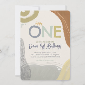 Invitación Happy One First Birthday Photo boy Invitation