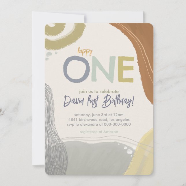 Invitación Happy One First Birthday Photo boy Invitation (Anverso)
