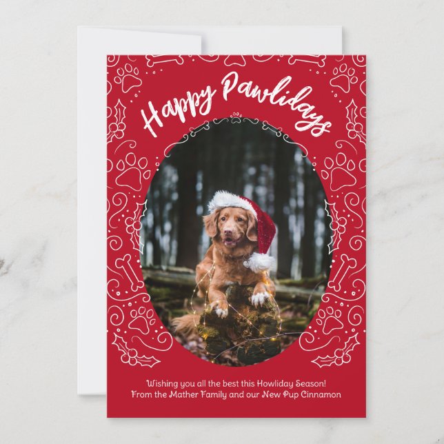 Invitación Happy Pawlidays Dog Pet Christmas Card (Anverso)