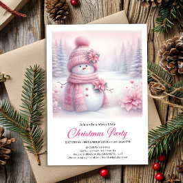 Invitación Happy Pink Coquette Snowman Editable Christmas
