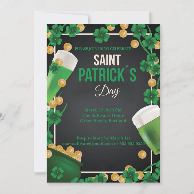 Invitación Happy St Patrick's Celebration Green Beer Paddy (Anverso)