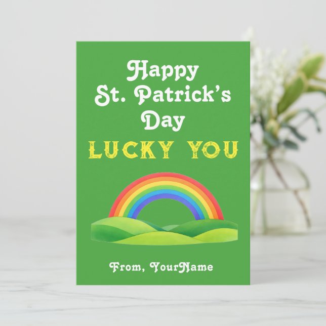 Invitación Happy St. Patrick's Day Rainbow Greeting Card (Anverso de pie)