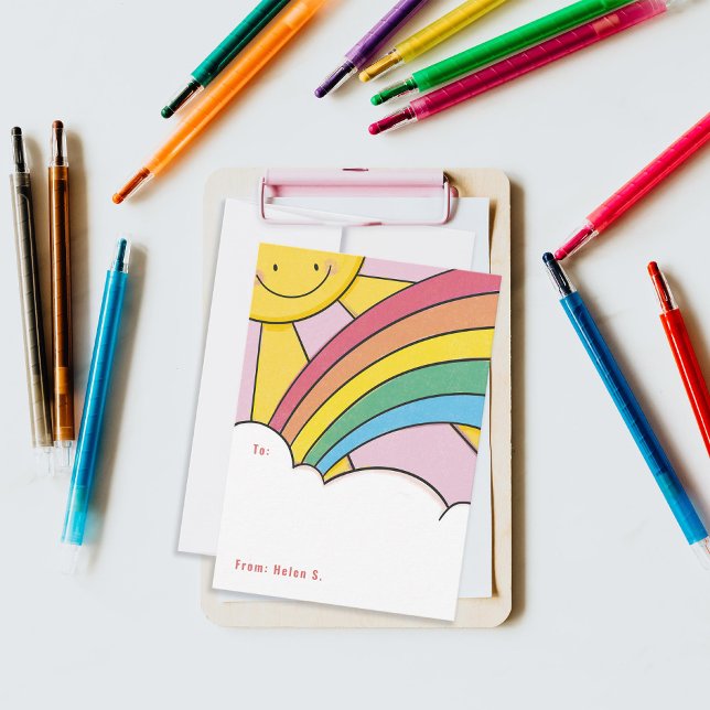Invitación Happy Sun and Rainbow Cute Classroom Valentine (Subido por el creador)