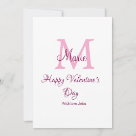 Invitación Happy valentine's day monogram pink name love girl
