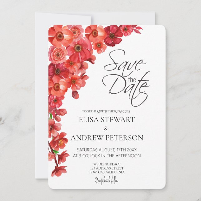 Invitación Happy Wedding Romantic Floral Wedding (Anverso)