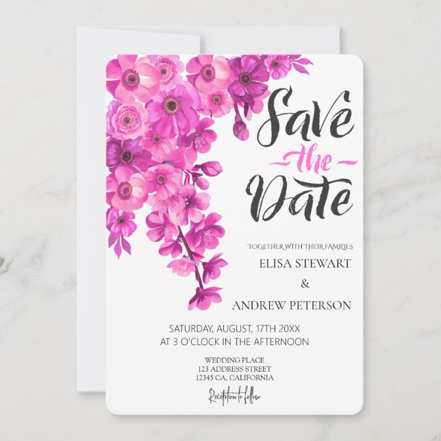 Invitación Happy Wedding Romantic Floral Wedding (Anverso)