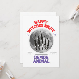 Invitación happy witches night demon animal invitation card