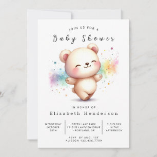 Invitación Happy Woodland Bear Baby Shower