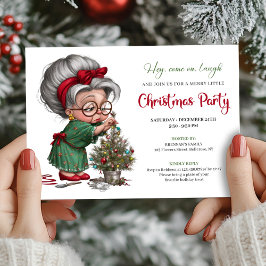 Invitación Happy Xmas Grandma Cute Cartoon Party Invitation