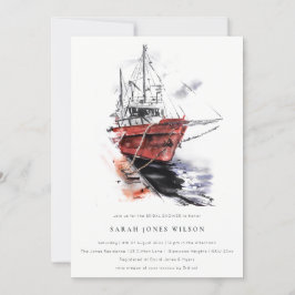 Invitación Harbour Yacht Sailboat Watercolor Bridal Shower