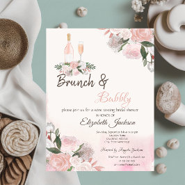 Invitación Harcolor de agua Floral Brunch & Bubbly Bridal Sho