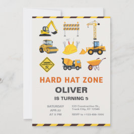 Invitación Hard Hat Zone Construction Site Birthday Party