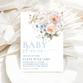 Invitación Hargrove Blue Floral Baby Shower