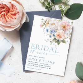 Invitación Hargrove Blue Floral Bridal Shower