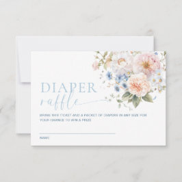 Invitación Hargrove Blue Floral Diaper Raffle Ticket Card