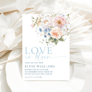 Invitación Hargrove Blue Floral Love In Bloom Bridal Shower