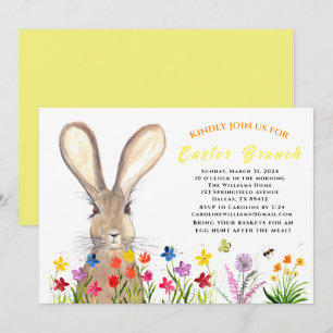 Invitación Harina de brunch de Pascua Bunny Rabbit Floral