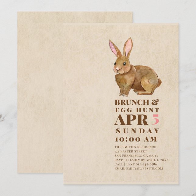 Invitación Harina de brunch de Pascua y caza de huevos (Anverso / Reverso)