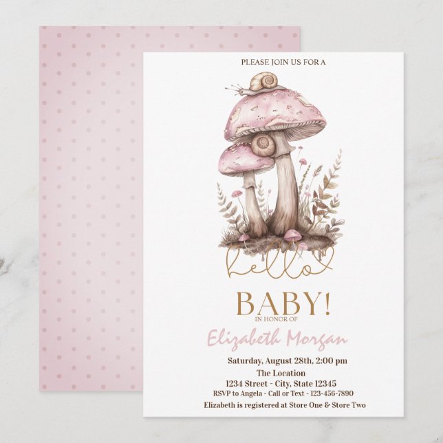 Invitación Harina de champiñones Snails Dots Baby Shower (Anverso / Reverso)