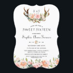 Invitación Harina de color crema rosa anguilas florales dulce<br><div class="desc">Romántico diseño de tarjetas monograma de Rubor Cream Floral Antlers. El restaurante cuenta con unas bonitas colgaduras acuáticas floridas, un ramo de flores de color crema rosa y florido, flechas de corazones y un ramo de flores como separador. Utilice la herramienta Personalize para agregar su información. Puede cambiar fuentes, colores....</div>