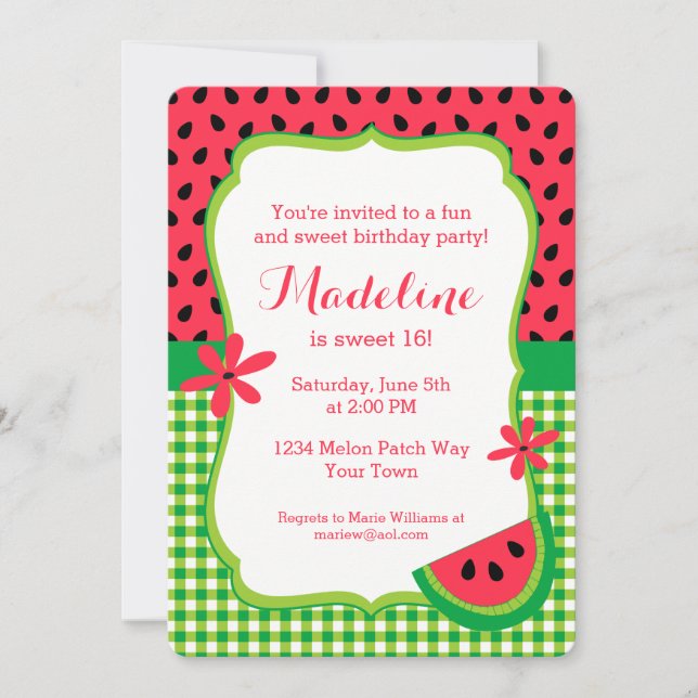 Invitación Harina dulce de sandía (Anverso)