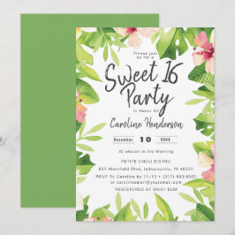 Invitación Harina Tropical Dulce Floral Dieciséis Fiestas