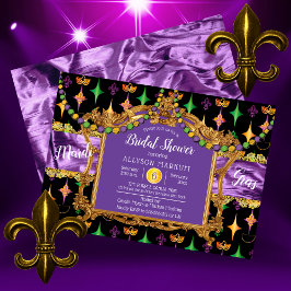 Invitación Harlequins Fleur de Lis Mardi Gras