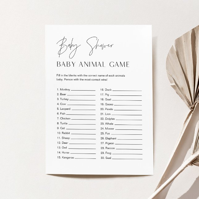 Invitación HARLOW Baby Animal Juego de Baby Shower Minimalist (Subido por el creador)