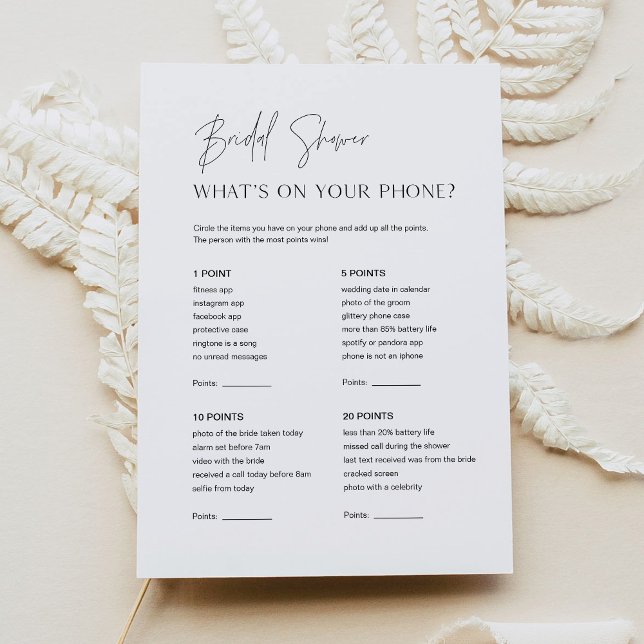 Invitación HARLOW Bridal Shower Qué hay en tu juego de teléfo (Subido por el creador)