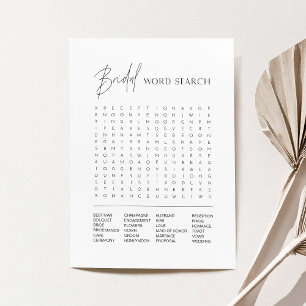 Invitación HARLOW Bridal Shower Word Search Game Card