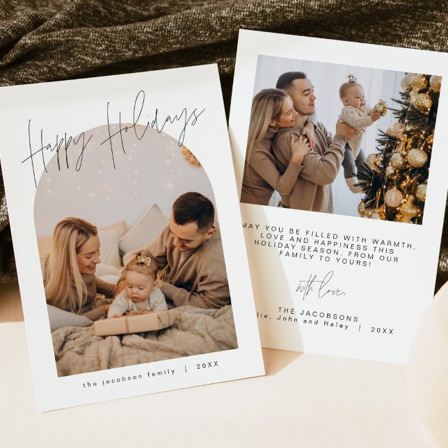 Invitación HARLOW Edgy Modern Arch Photo Happy Holidays (Subido por el creador)