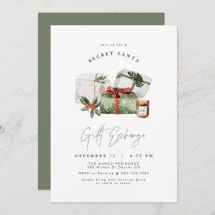 Invitación HARLOW Rustic Present Secreto Santa Gift Exchange