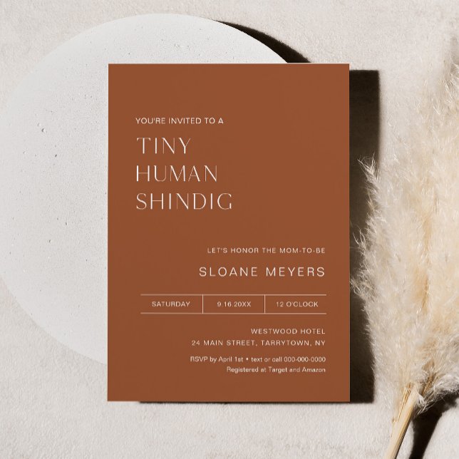 Invitación HARLOW Terracotta Baby Shower Tiny Human Shindig (Subido por el creador)