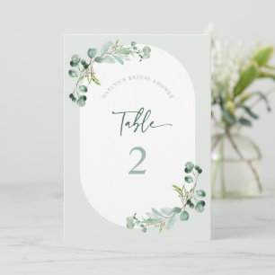 Invitación HARLYN Table Number Eucalyptus Bridal Shower Card