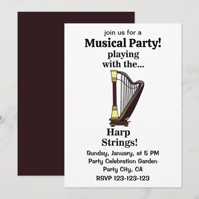 Invitación Harp Instrumento Musical Harp (Anverso / Reverso)