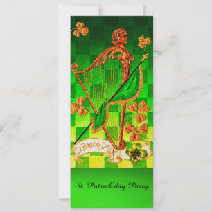 Invitación HARP IRLANDÉS, VERDE GOLD SHAMROCKS St Patrick's D