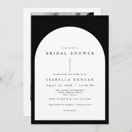 Invitación HARPER Boho Ducha de novia con arcos blancos y neg