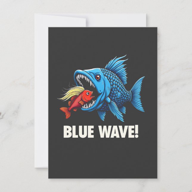 Invitación Harris Walz Elección Olas azules Pescado demócrata (Anverso)