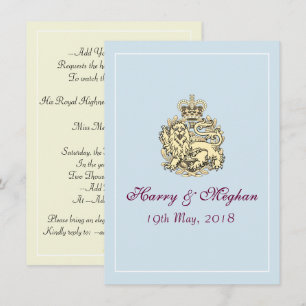 Invitación Harry Meghan Royal Boda Posh Invitation (Azul)