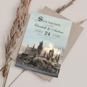 Invitación Harry Potter Castillo de Hogwarts Salva la Fecha
