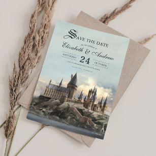 Invitación Harry Potter   Castillo Hogwarts Guardar la fecha